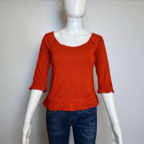 Orange Ruffle Blouse - Picture 1 of 8